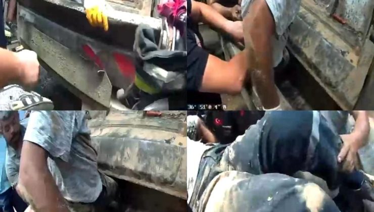 Mersin’de çöp kamyonunun hidrolik bölümüne sıkışan işçi kurtarıldı
